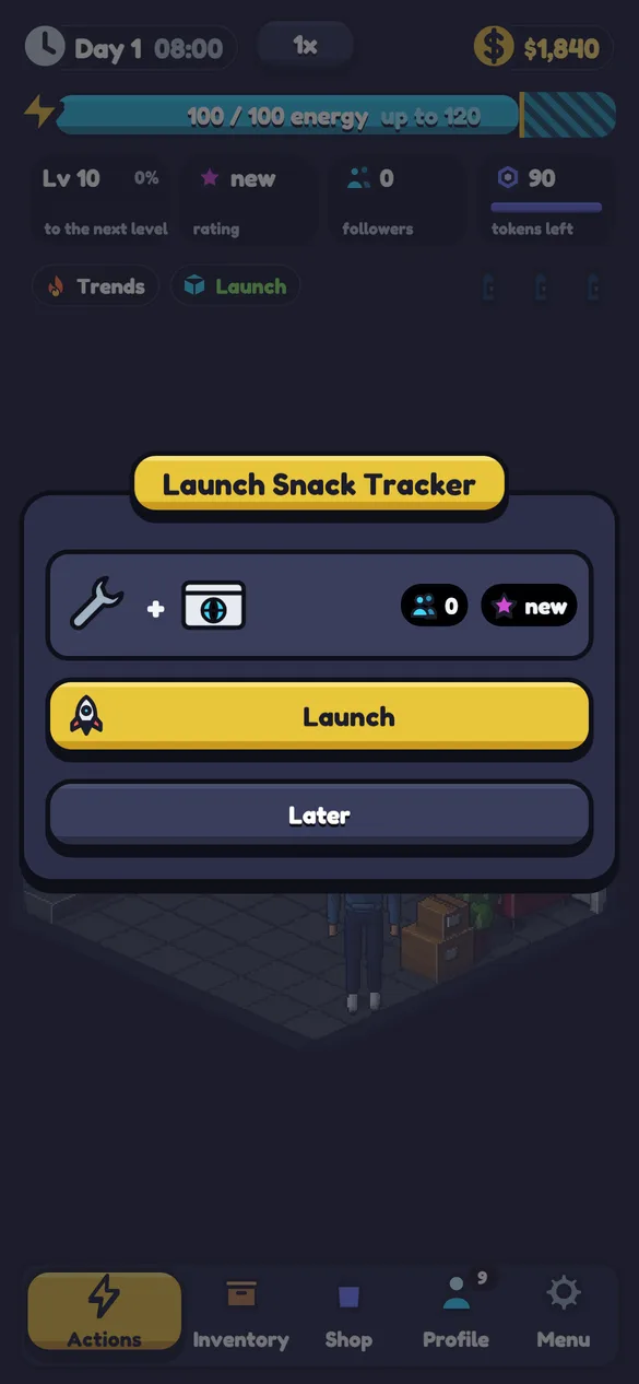 The Launch card for a new app